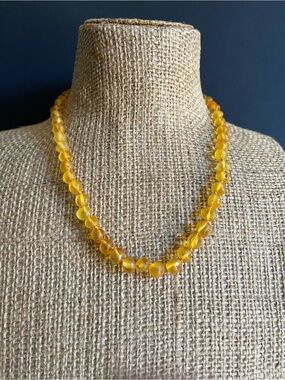 Genuine yellow Amber Beaded Necklace .